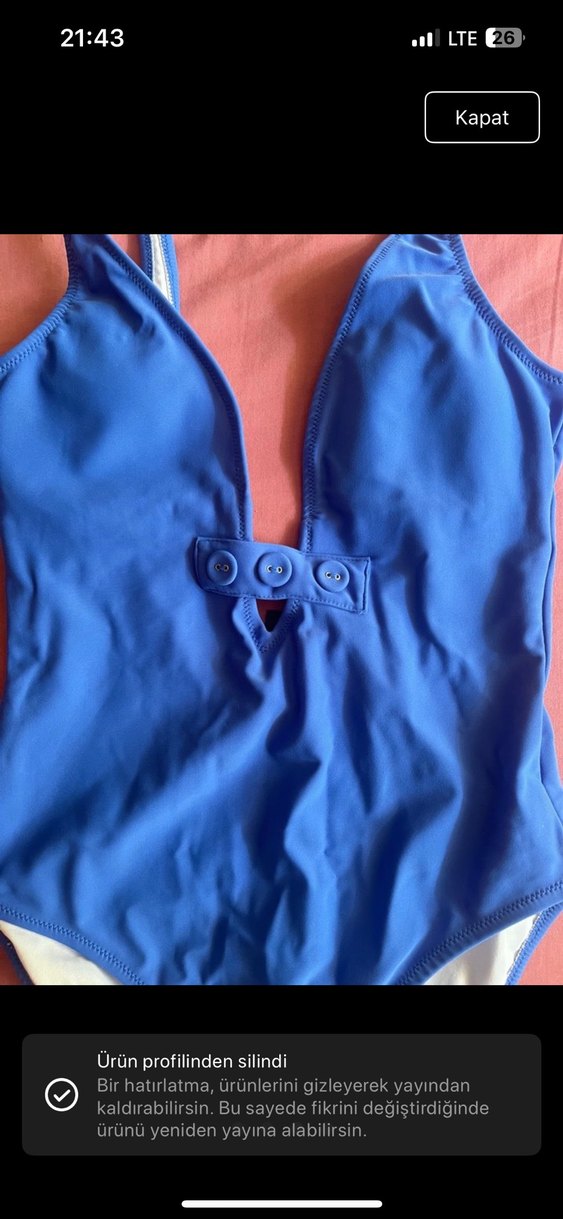 Düğmeli Lacivert Kadın Mayo - Görsel 3