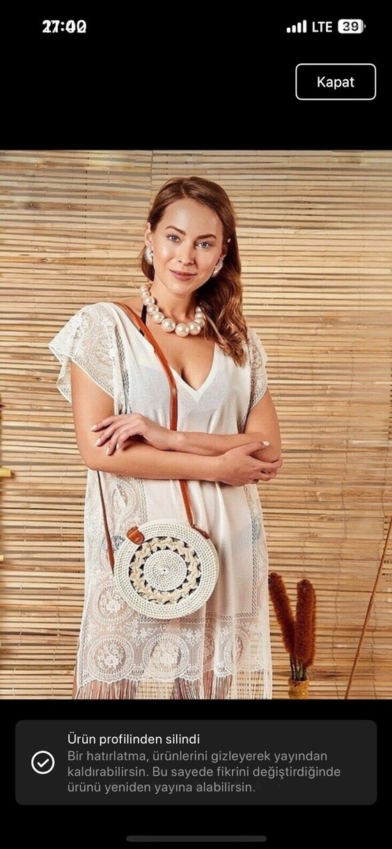 Bohem Dantel Detaylı Mini Pareo - Görsel 3