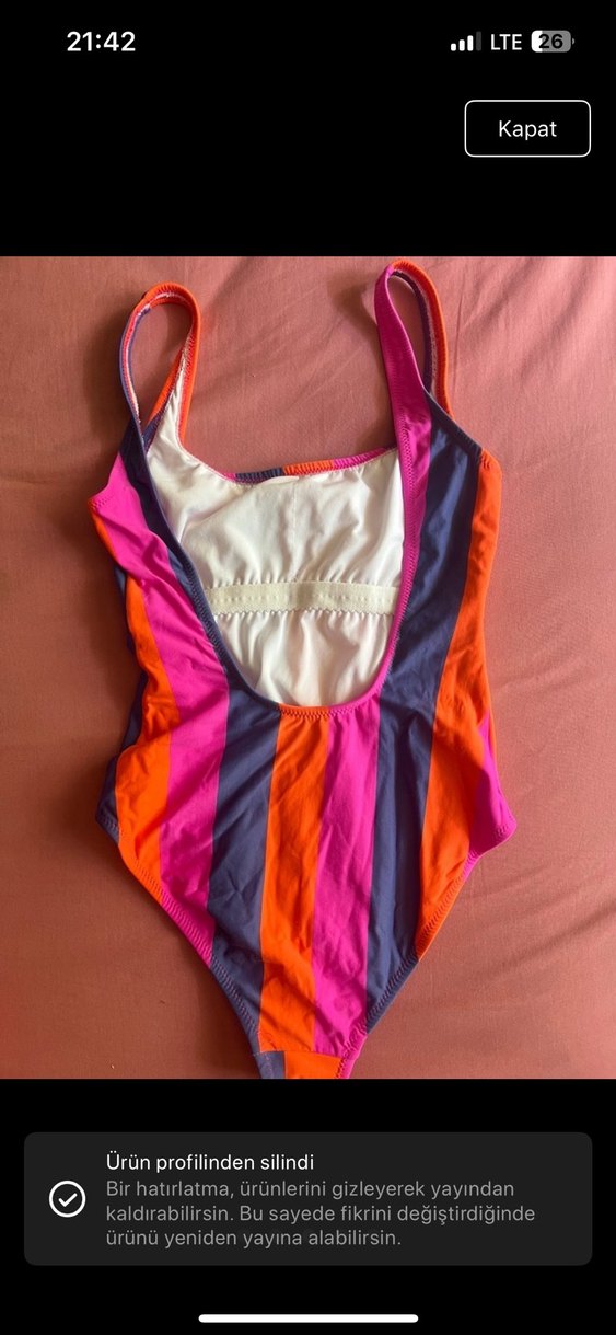 Çok Renkli Çizgili Kadın Mayo - Görsel 3