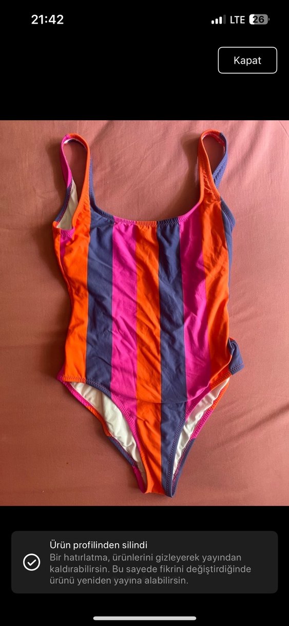 Çok Renkli Çizgili Kadın Mayo - Görsel 2