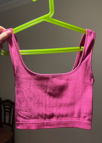 Pembe Basic Atlet Crop Top - Görsel 2