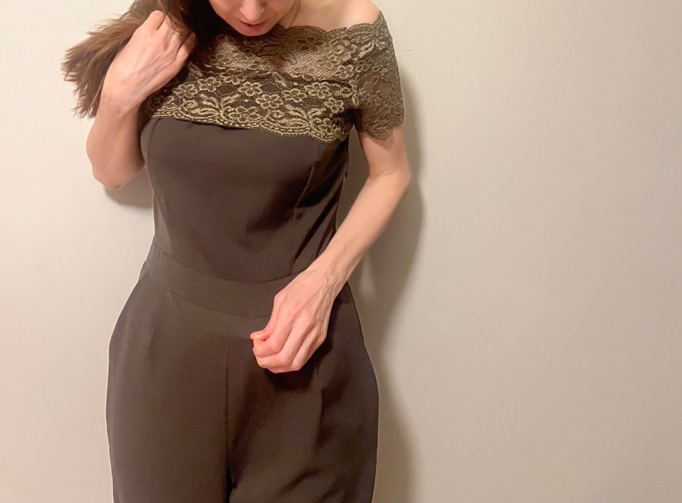 Gri Dantel Detaylı Uzun Straplez Tulum - Görsel 5