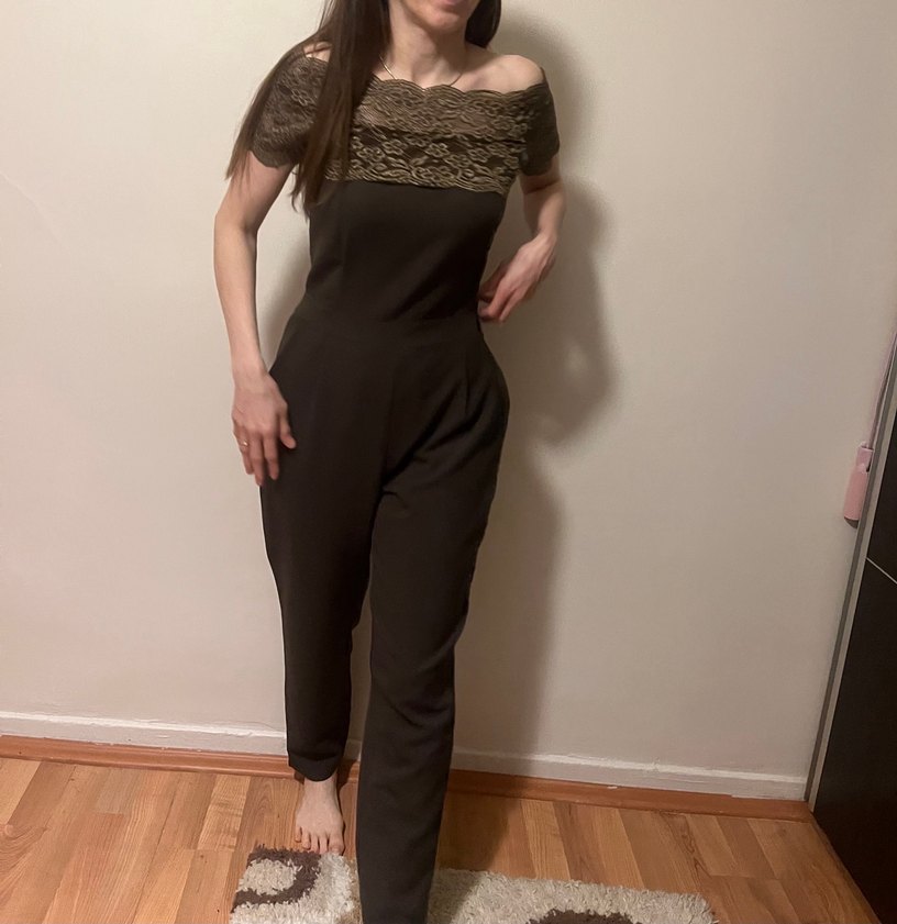 Gri Dantel Detaylı Uzun Straplez Tulum - Görsel 4