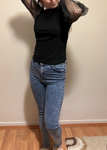 Dantel Detaylı Siyah Kadın Bluz - Görsel 4