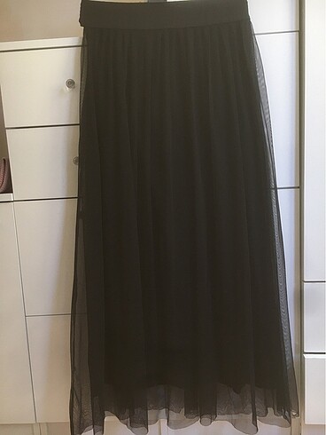 Siyah uzun tül elbise