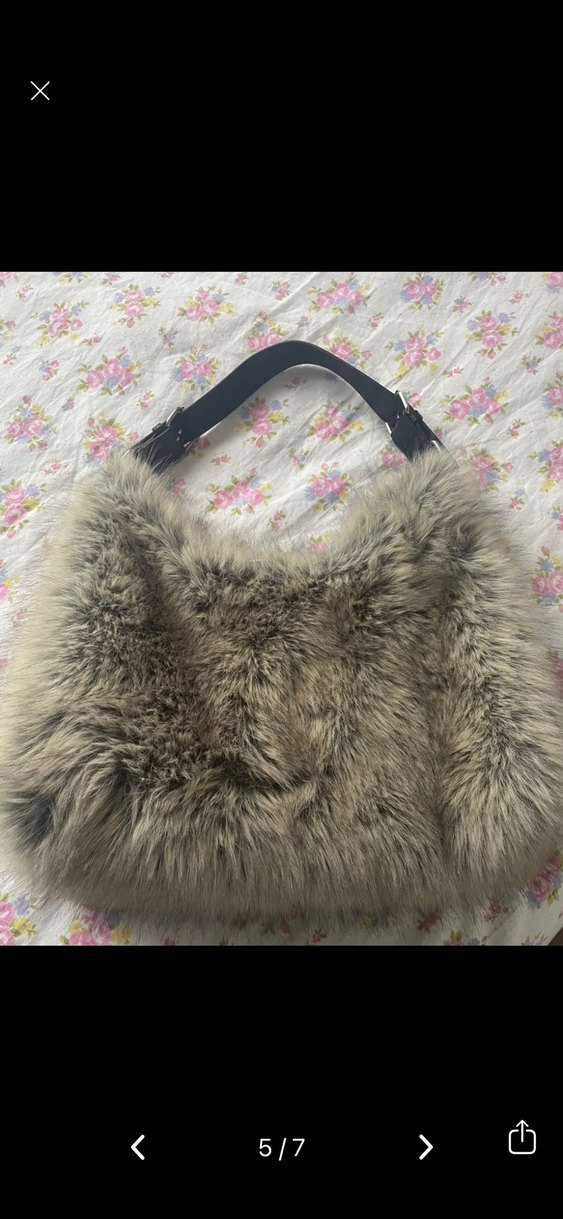 Tüylü Suni Kürk omuz Çantası - Görsel 5