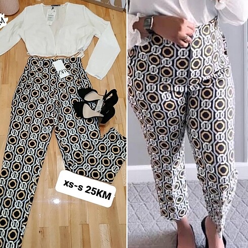 Zara geometrik desen kumaş pantolon
