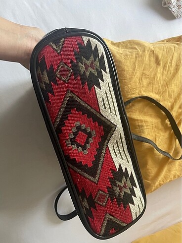  Beden çeşitli Renk Siyah deri etnik kilim desen sırt çantası