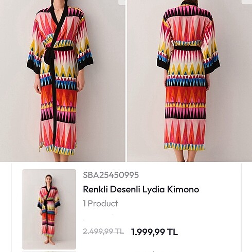 Suwen viskon renkli kimono