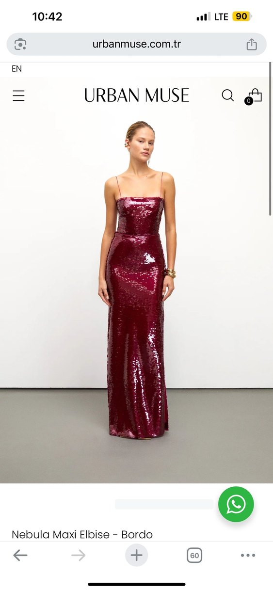 Bordo Parlak Pul İşlemeli Uzun Abiye Elbise - Görsel 4