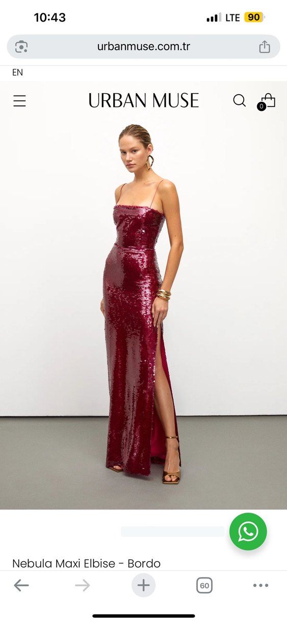 Bordo Parlak Pul İşlemeli Uzun Abiye Elbise - Görsel 2