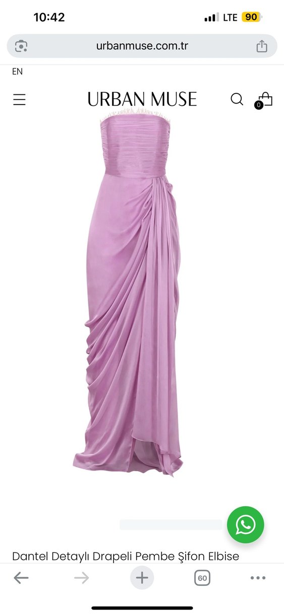 Pembe Drapeli Straplez Midi Elbise - Görsel 4