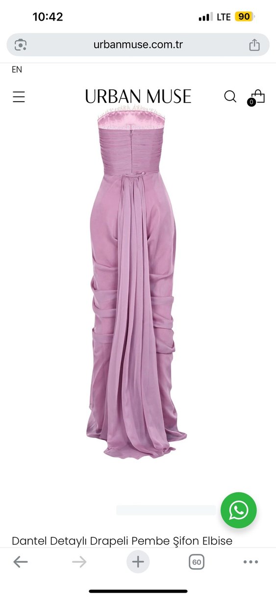 Pembe Drapeli Straplez Midi Elbise - Görsel 5