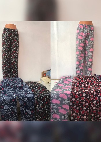 m Beden Kadın Çok Renkli Salaş Ekose Pijama Altı