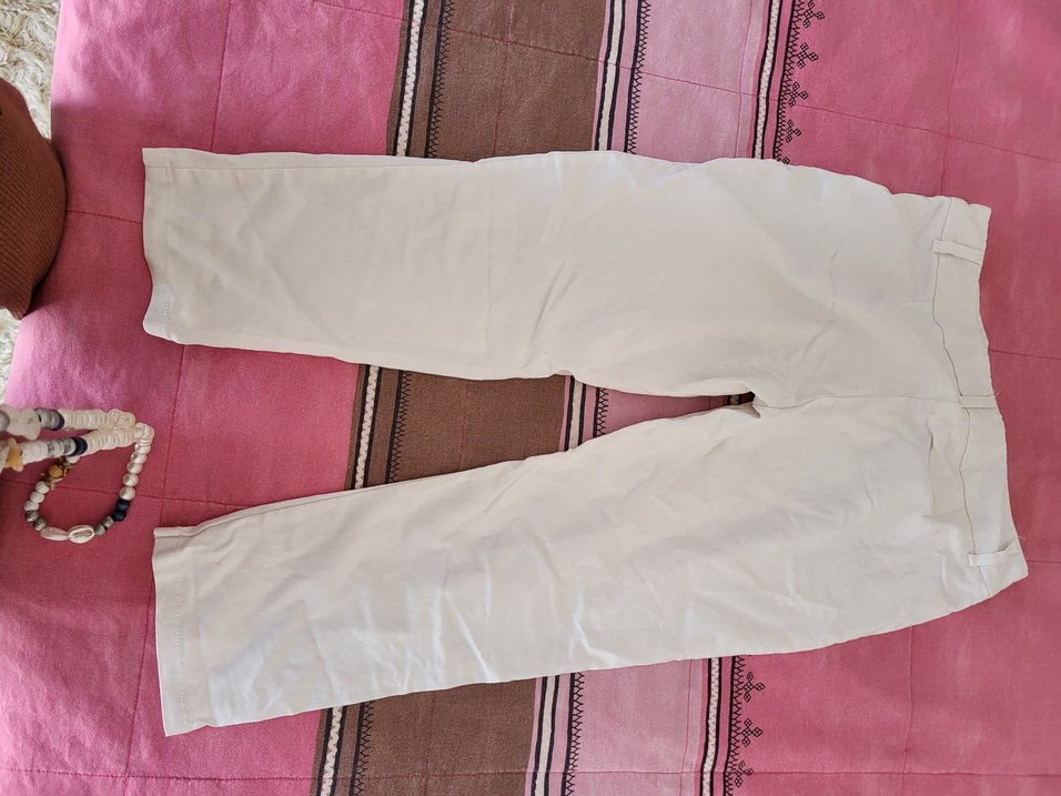 Beyaz Keten Kadın kapri - Görsel 2