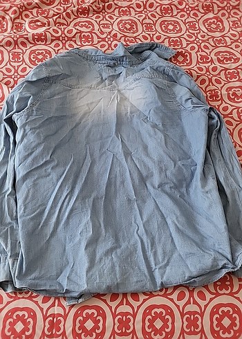 48 Beden mavi Renk Düğmeli Mavi Denim Kadın Gömlek