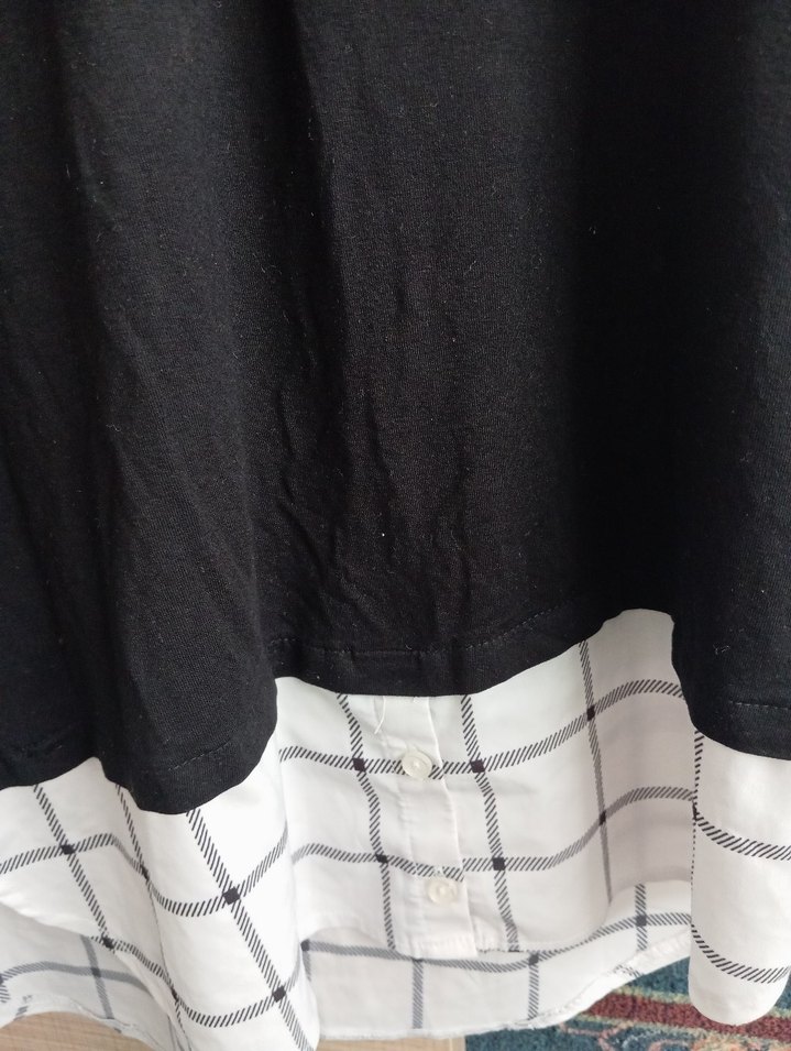 Siyah Pamuklu Uzun Kollu Düğmeli Kadın Bluz - Görsel 3