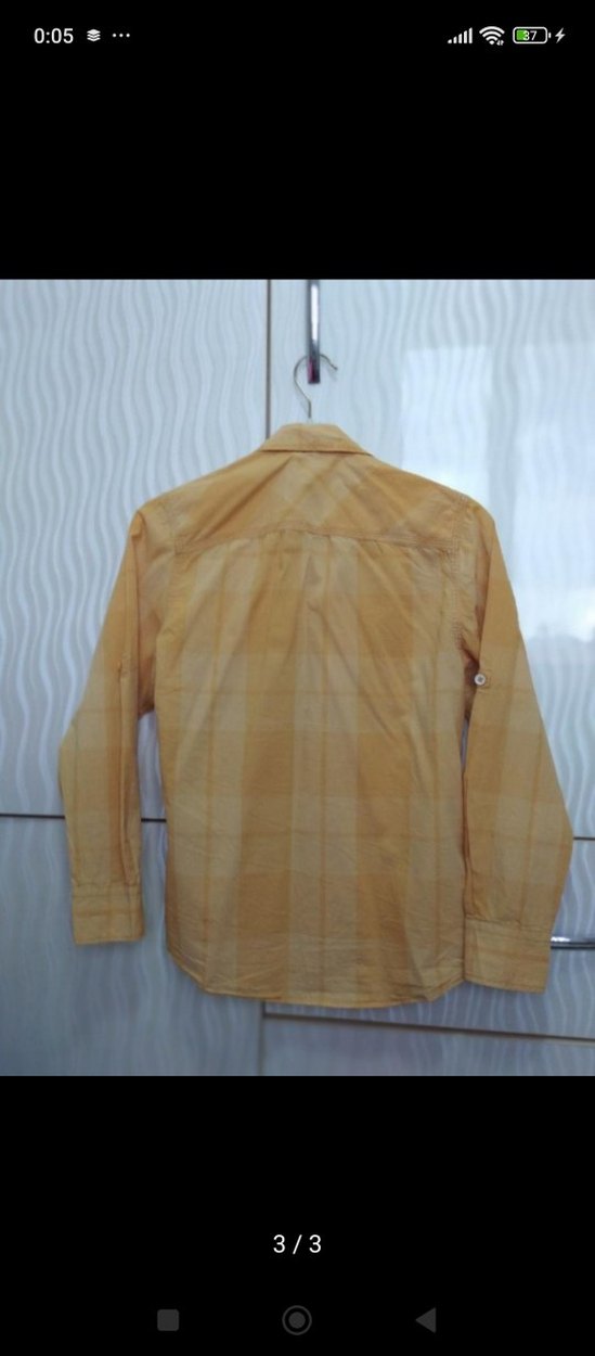 Sarı Erkek Çocuk Uzun Kollu Keten Gömlek - Görsel 2