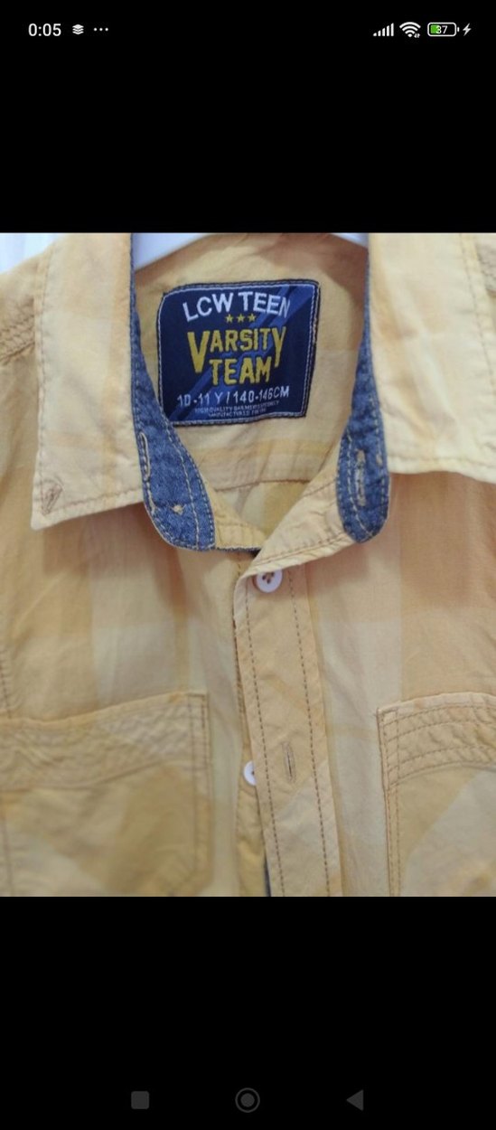 Sarı Erkek Çocuk Uzun Kollu Keten Gömlek - Görsel 3