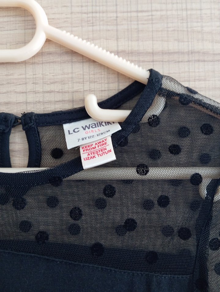 Puantiyeli Kız Çocuk Pembe Goth Elbise - Görsel 3