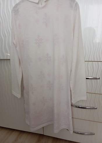 Nakışlı Beyaz Bohem Uzun Kollu Tunik - Görsel 3