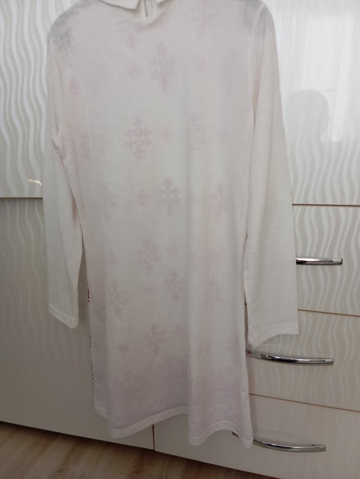 Nakışlı Beyaz Bohem Uzun Kollu Tunik - Görsel 3