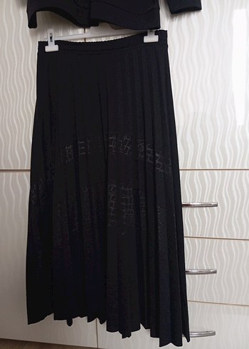 Siyah Pilili Uzun Kadın Etek iki lı takım - Görsel 4