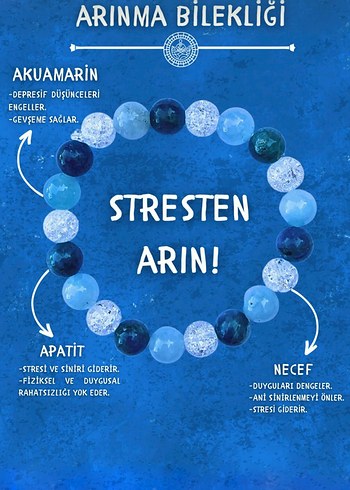 3 Farklı Taştan Yapılmış Stres Bilekliği