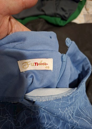 Uzun Kol, Kemerli Mavi Denim Elbise - Görsel 3