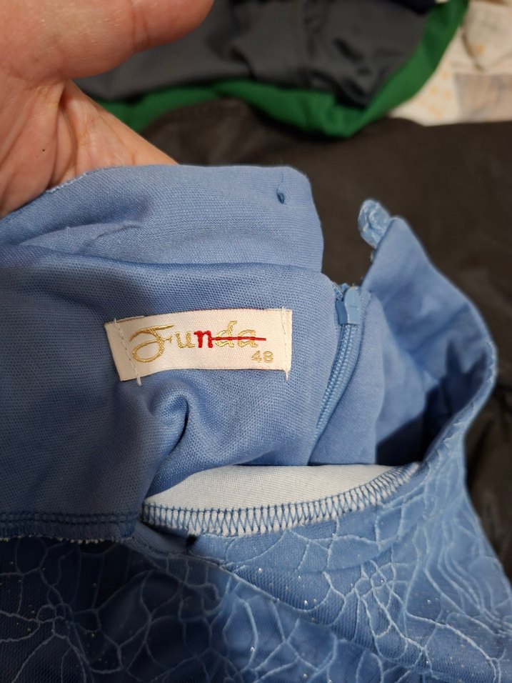 Uzun Kol, Kemerli Mavi Denim Elbise - Görsel 3