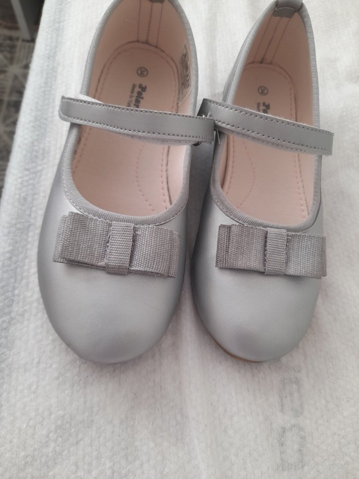 Kız Çocuk Gri Tokalı Babet Ayakkabı - Görsel 5
