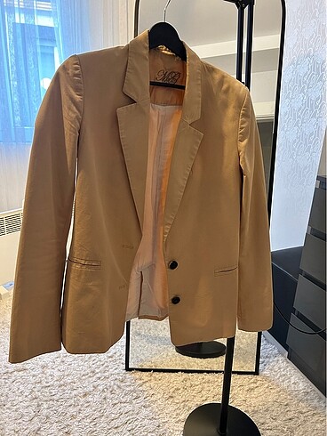 Mango Kalın keten kumaş blazer