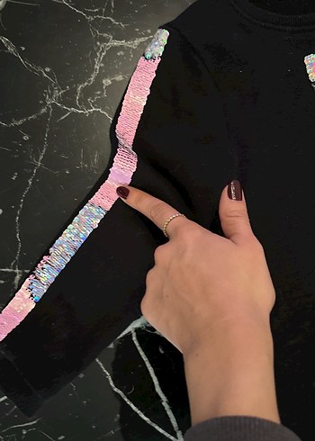 Kız Çocuk Siyah Payetli Uzun Kollu elbise - Görsel 3