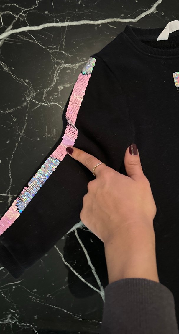 Kız Çocuk Siyah Payetli Uzun Kollu elbise - Görsel 3