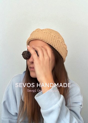 Bej Örgü Kadın Şapka (docker hat) - Görsel 2