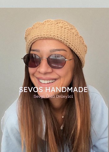 Bej Örgü Kadın Şapka (docker hat) - Görsel 5