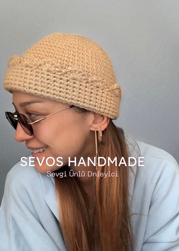 Bej Örgü Kadın Şapka (docker hat) - Görsel 4