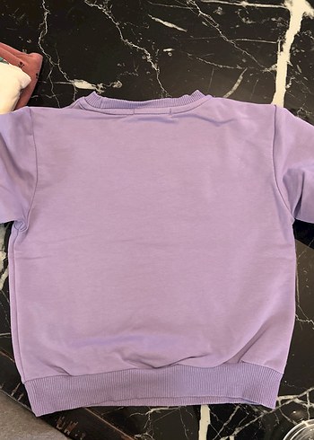 Kızlar için Lila Baskılı Pamuklu Sweatshirt - Görsel 5