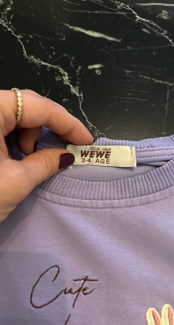 Kızlar için Lila Baskılı Pamuklu Sweatshirt - Görsel 3