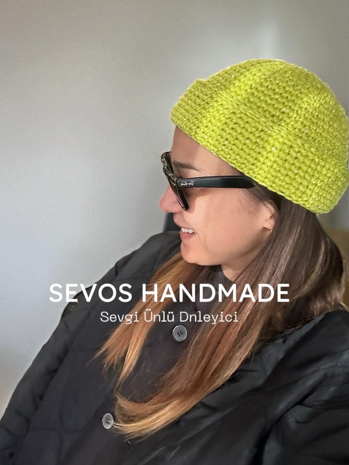 Sarı Parlak Örgü Kadın Bere DOCKER HAT - Görsel 3