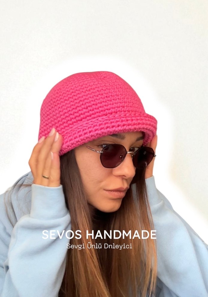 Pembe Örgü Kadın Bere (docker hat) - Görsel 4