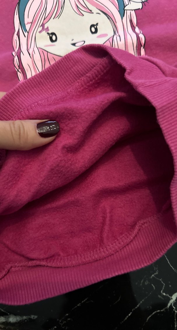 Kız Çocuk Pembe Baskılı Sweatshirt - Görsel 4