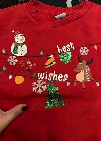 Kırmızı Baskılı Çocuk Sweatshirt - Görsel 6