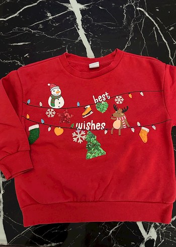 Kırmızı Baskılı Çocuk Sweatshirt - Görsel 2