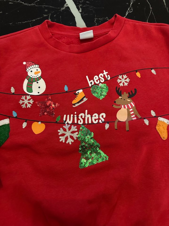 Kırmızı Baskılı Çocuk Sweatshirt - Görsel 3