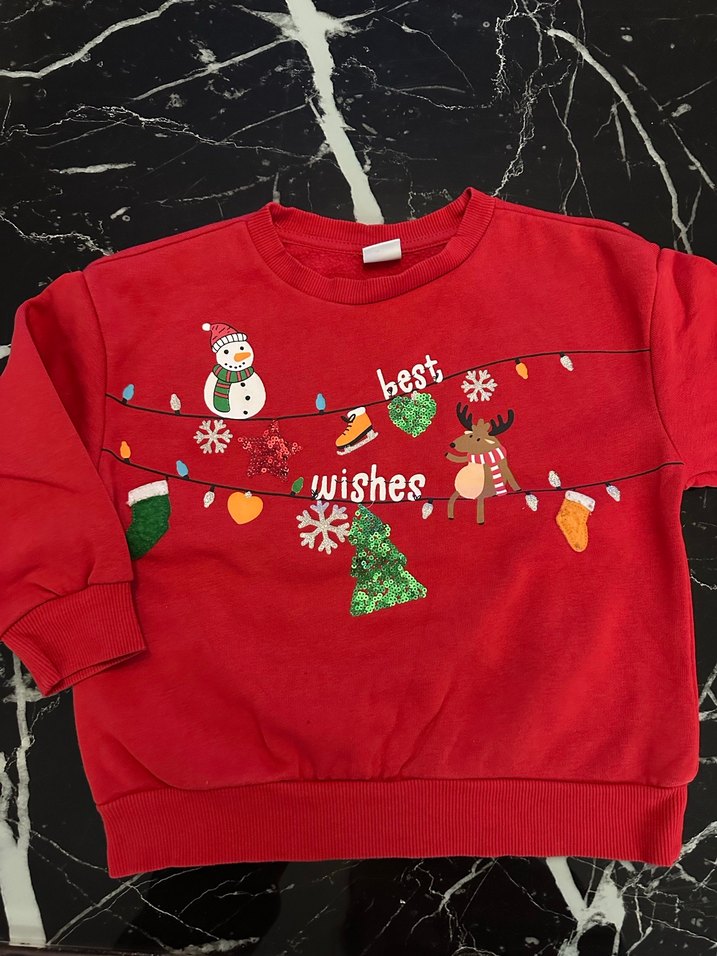 Kırmızı Baskılı Çocuk Sweatshirt - Görsel 2