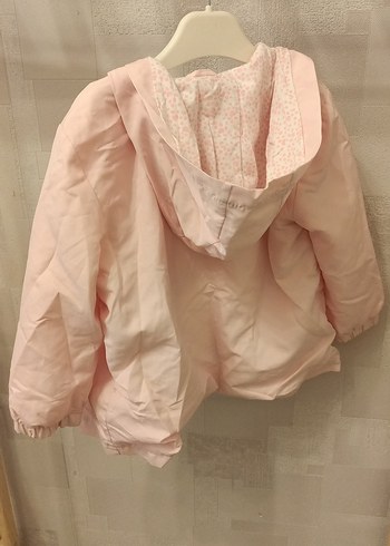24-36 Ay Beden Kız Çocuk Pudra Pembe Düğmeli Yağmurluk