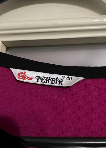 40 Beden pembe Renk Pembe Siyah Çizgili Uzun Kemerli Elbise
