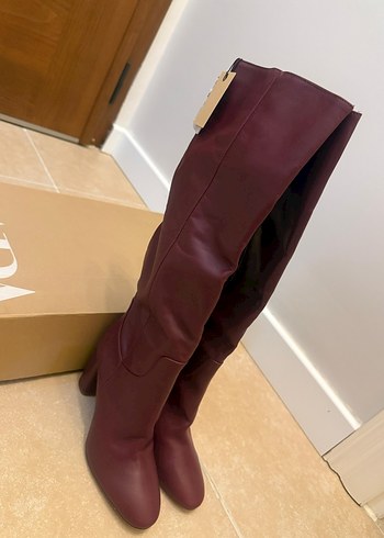 Bordo Stiletto Çizme 39 Zara