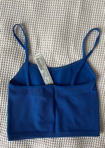 Stradivarius Mavi İnce Askılı Crop Top
